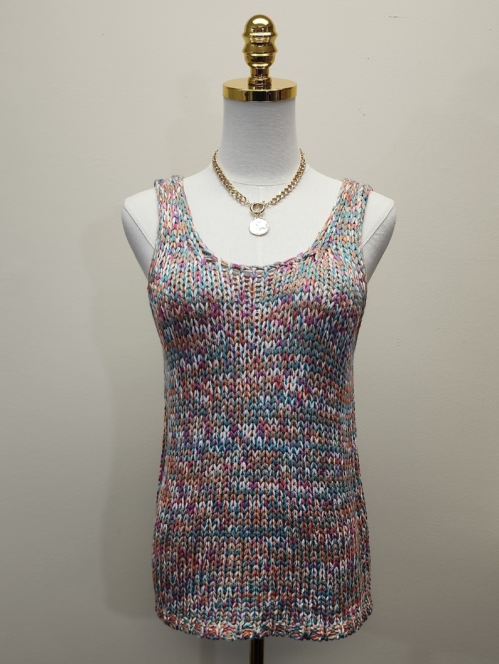 Republic Clothing Co Multicolor Knit Tank Top Space Dye Scoop Neck Size Medium